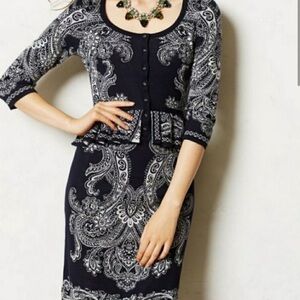 Anthropologie Knitted Knotted 100% Cotton Patterned Dress Size Small